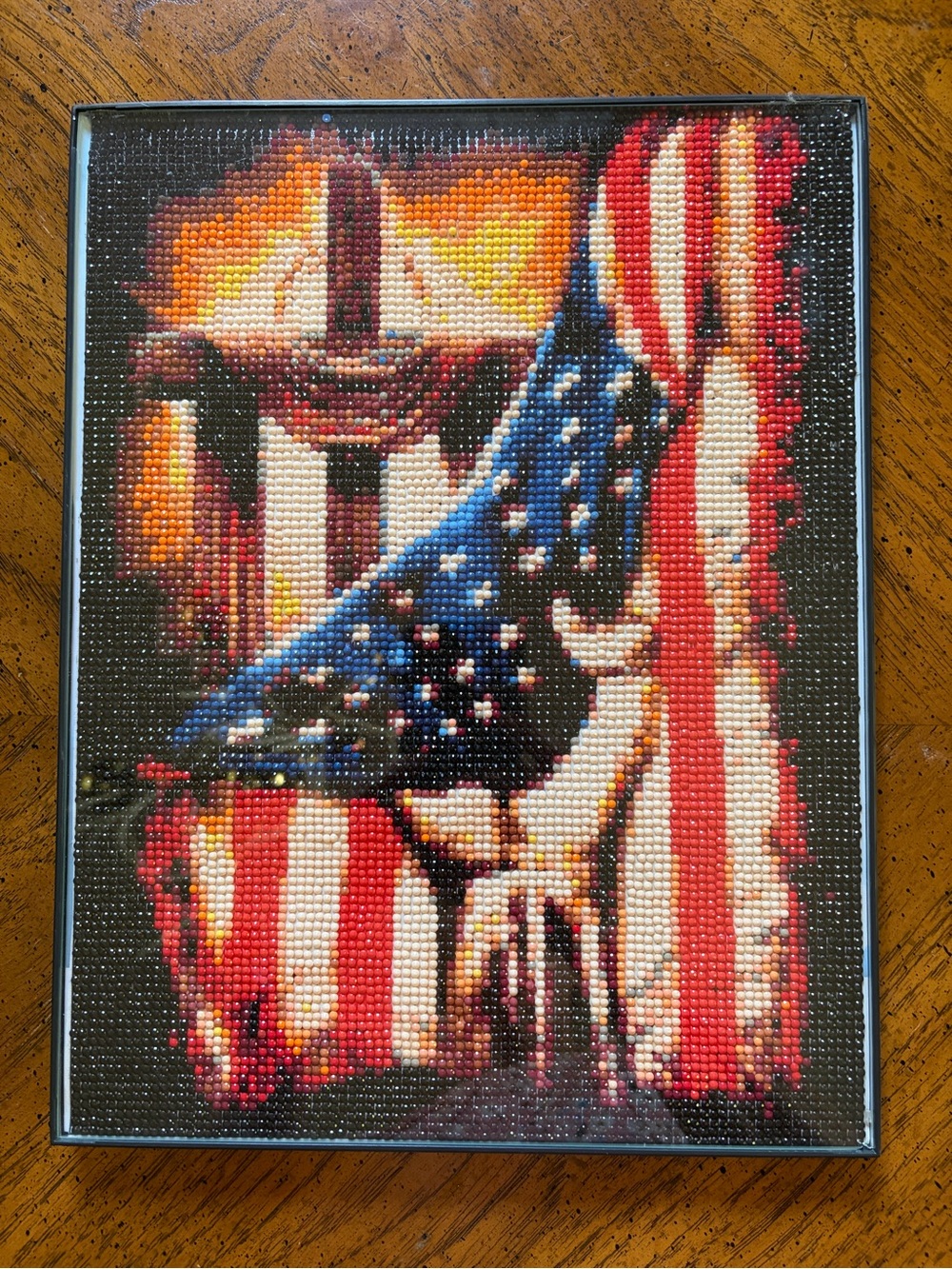 Patriotic Eagle Flag Bead Art Panel in Red, White & Blue